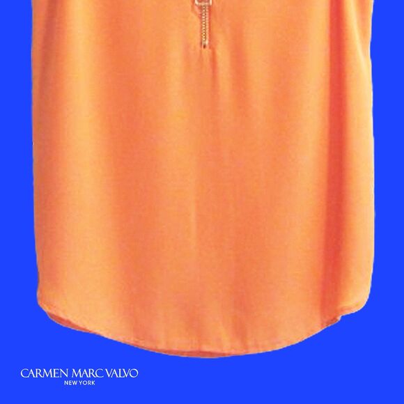 CARMEN MARC VALVO NEW SPICE FLOWER Feminine Latch Exposed Zip V-Neck Blouse M - Picture 7 of 12